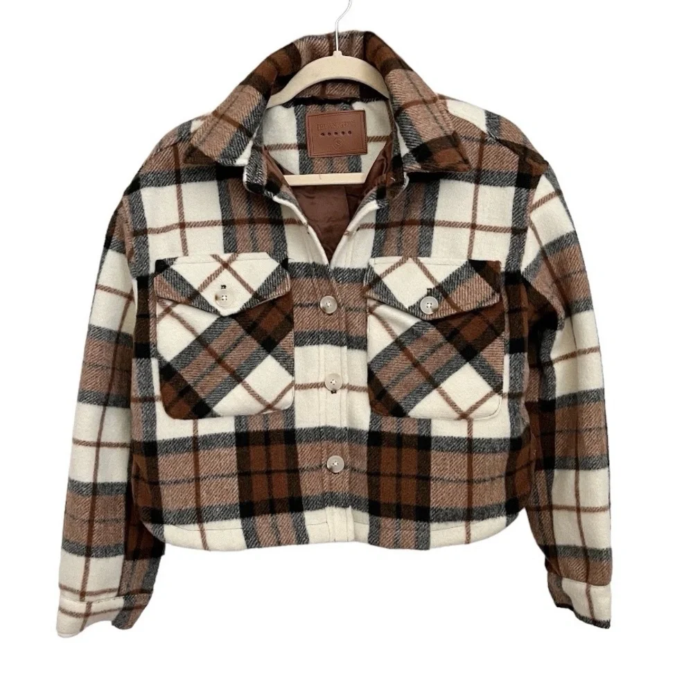 Blank NYC Plaid Cropped Shacket Shirt Jacket in All The Best Size Small - Picture 6 of 15